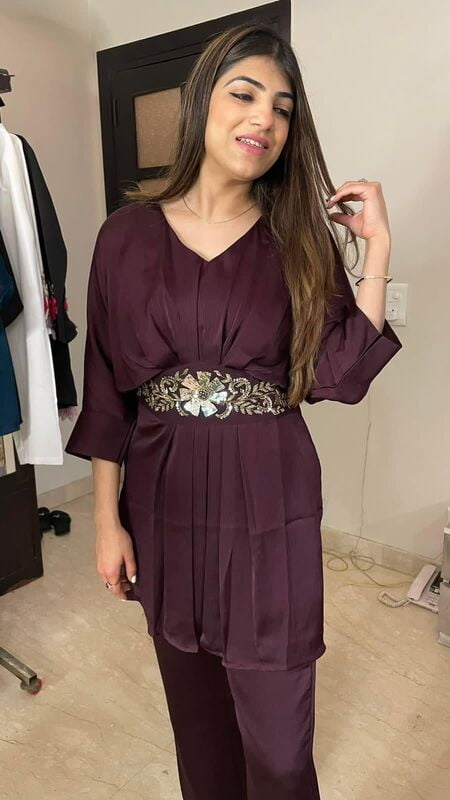 Imported Crepe Co-Ord Set 2-Wine Imported Crepe Co-Ord Set 2-Wine