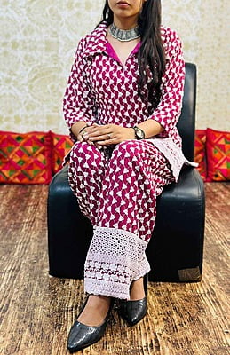 Premium Lucknowi Co-Ord Set Catalogue 1-Wine