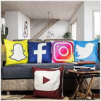 Figures Digital Printed Cushion Cover Set of 5-5 Figures Digital Printed Cushion Cover Set of 5-5