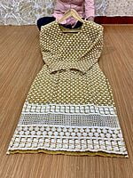 Georgette Chikan Kurti with lining-Sand Georgette Chikan Kurti with lining-Sand