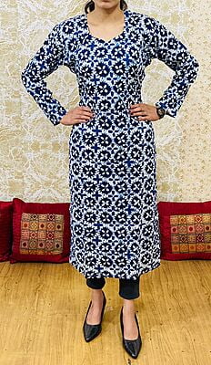 Heavy Rayon Kurti-Indigo