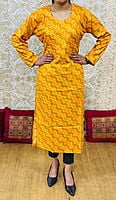 Heavy Rayon Kurti-Yellow Heavy Rayon Kurti-Yellow