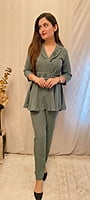 Imported Crepe Co-Ord Set 1-Green-1 Imported Crepe Co-Ord Set 1-Green-1