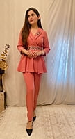 Imported Crepe Co-Ord Set 1-Peach-1 Imported Crepe Co-Ord Set 1-Peach-1