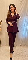 Imported Crepe Co-Ord Set 1-Wine-1 Imported Crepe Co-Ord Set 1-Wine-1