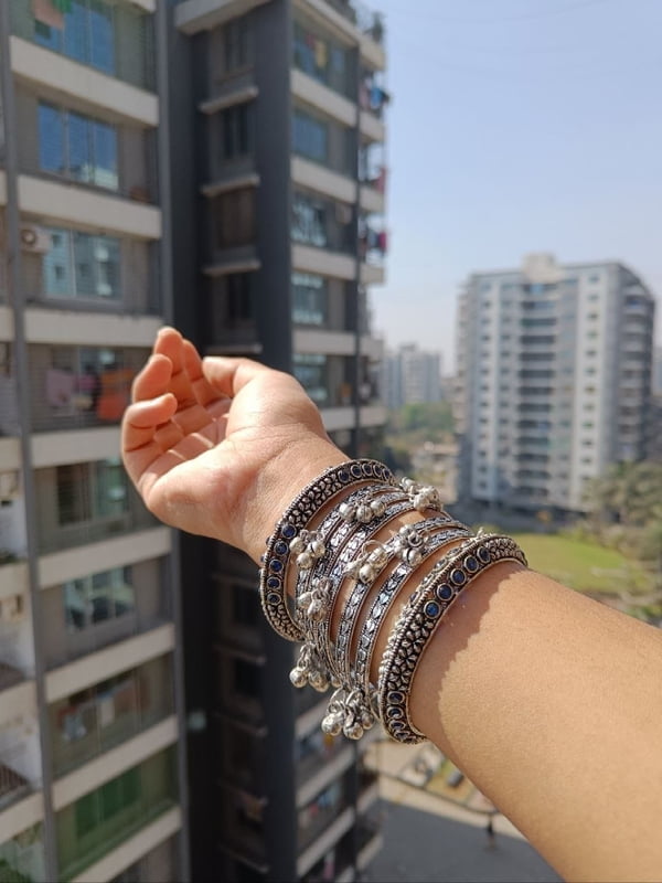 Oxidised Silver Plated Bangles Set of 6-1 Oxidised Silver Plated Bangles Set of 6-1