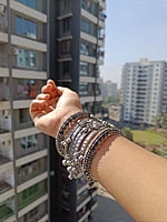 Oxidised Silver Plated Bangles Set of 6-4 Oxidised Silver Plated Bangles Set of 6-4
