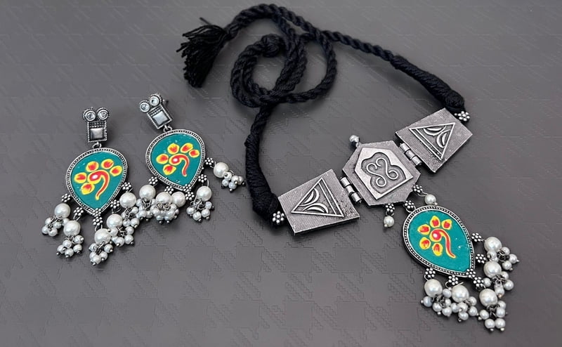 Oxidised Silver Plated Chokar Set-1 Oxidised Silver Plated Chokar Set-1