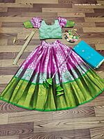 Lichi Silk Lehenga For Girls-Pink Lichi Silk Lehenga For Girls-Pink