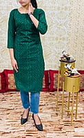Pure Georgette Lucknowi Kurtis With Lining-BottleGreen Pure Georgette Lucknowi Kurtis With Lining-BottleGreen