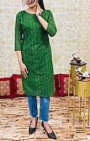 Pure Georgette Lucknowi Kurtis With Lining-Green Pure Georgette Lucknowi Kurtis With Lining-Green