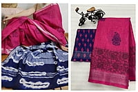 Linen Printed Saree-Magenta Linen Printed Saree-Magenta