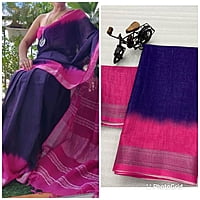 Linen Printed Saree-NavyBlue Linen Printed Saree-NavyBlue