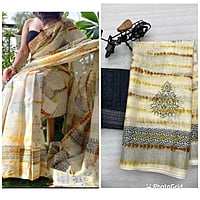 Linen Printed Saree-OffWhite Linen Printed Saree-OffWhite