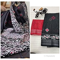 Linen Printed Saree-White Linen Printed Saree-White