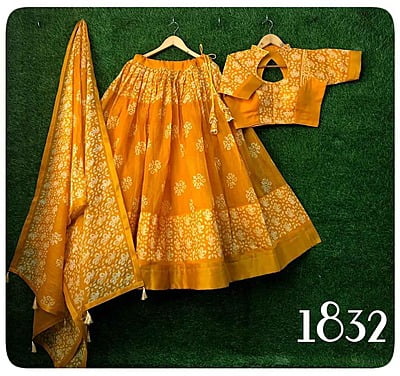 Cotton Festive Fusion Lehenga Catalogue 3-Mustard