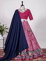 Cotton Figures Printed Lehenga-Magenta Cotton Figures Printed Lehenga-Magenta