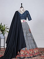 Cotton Figures Printed Lehenga-NavyBlue Cotton Figures Printed Lehenga-NavyBlue