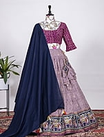 Cotton Figures Printed Lehenga-Purple Cotton Figures Printed Lehenga-Purple