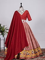 Cotton Figures Printed Lehenga-Red Cotton Figures Printed Lehenga-Red