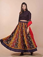 Hand Block Printed Lehenga-Brown Hand Block Printed Lehenga-Brown