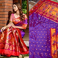 Paithani Silk Saree-Purple Paithani Silk Saree-Purple