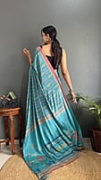 Rajwadi Silk Ready To Drape Saree-Blue-Back Rajwadi Silk Ready To Drape Saree-Blue-Back