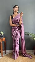 Rajwadi Silk Ready To Drape Saree-DeepMauve-Front Rajwadi Silk Ready To Drape Saree-DeepMauve-Front