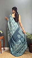 Rajwadi Silk Ready To Drape Saree-Grey-Back Rajwadi Silk Ready To Drape Saree-Grey-Back