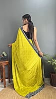 Rajwadi Silk Ready To Drape Saree-Yellow-Back Rajwadi Silk Ready To Drape Saree-Yellow-Back