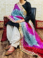 Chikankari Afghani Shaded Bandhani Dupatta Set-Black-1 Chikankari Afghani Shaded Bandhani Dupatta Set-Black-1