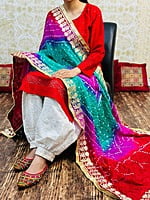 Chikankari Afghani Shaded Bandhani Dupatta Set-Magenta-2 Chikankari Afghani Shaded Bandhani Dupatta Set-Magenta-2