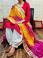 Chikankari Afghani Shaded Bandhani Dupatta Set-Magenta-3 Chikankari Afghani Shaded Bandhani Dupatta Set-Magenta-3