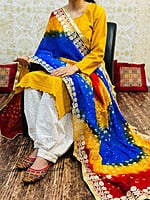Chikankari Afghani Shaded Bandhani Dupatta Set-Mustard-3 Chikankari Afghani Shaded Bandhani Dupatta Set-Mustard-3