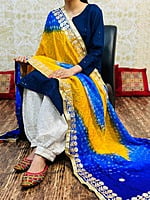 Chikankari Afghani Shaded Bandhani Dupatta Set-NavyBlue-2 Chikankari Afghani Shaded Bandhani Dupatta Set-NavyBlue-2