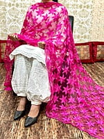 Chikankari Afghani Dupatta Set-Magenta Chikankari Afghani Dupatta Set-Magenta