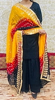 Chikankari Sharara Shaded Bandhani Dupatta Set-Black-2 Chikankari Sharara Shaded Bandhani Dupatta Set-Black-2