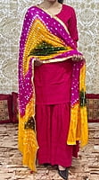 Chikankari Sharara Shaded Bandhani Dupatta Set-Magenta-1 Chikankari Sharara Shaded Bandhani Dupatta Set-Magenta-1