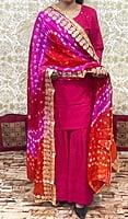 Chikankari Sharara Shaded Bandhani Dupatta Set-Magenta-2 Chikankari Sharara Shaded Bandhani Dupatta Set-Magenta-2