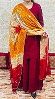 Chikankari Sharara Shaded Bandhani Dupatta Set-Maroon-1 Chikankari Sharara Shaded Bandhani Dupatta Set-Maroon-1