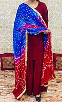 Chikankari Sharara Shaded Bandhani Dupatta Set-Maroon-4 Chikankari Sharara Shaded Bandhani Dupatta Set-Maroon-4