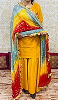 Chikankari Sharara Shaded Bandhani Dupatta Set-Mustard-4 Chikankari Sharara Shaded Bandhani Dupatta Set-Mustard-4