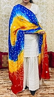 Chikankari Sharara Shaded Bandhani Dupatta Set-White-4 Chikankari Sharara Shaded Bandhani Dupatta Set-White-4
