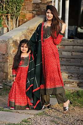 Alluring Mother Daughter Salwar Kameez Combo Catalogue 3-Red-1