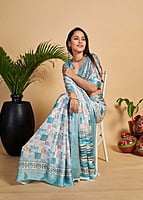 Brush Paint Digital Printed Saree-White-4 Brush Paint Digital Printed Saree-White-4