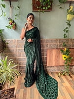 Elegant Sequins Saree-BottleGreen Elegant Sequins Saree-BottleGreen