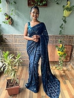Elegant Sequins Saree-NavyBlue Elegant Sequins Saree-NavyBlue