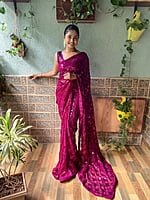 Elegant Sequins Saree-Wine Elegant Sequins Saree-Wine