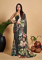 Exclusive Digital Printed Saree-Black-1 Exclusive Digital Printed Saree-Black-1