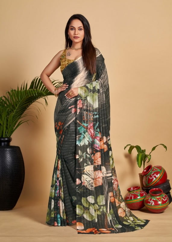 Exclusive Digital Printed Saree-Black-1 Exclusive Digital Printed Saree-Black-1